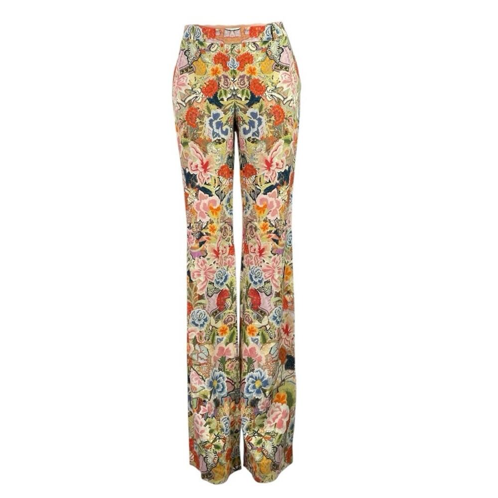 NEW Alexander McQueen Floral Tapestry Bootcut Flared Trousers Pants Size 44